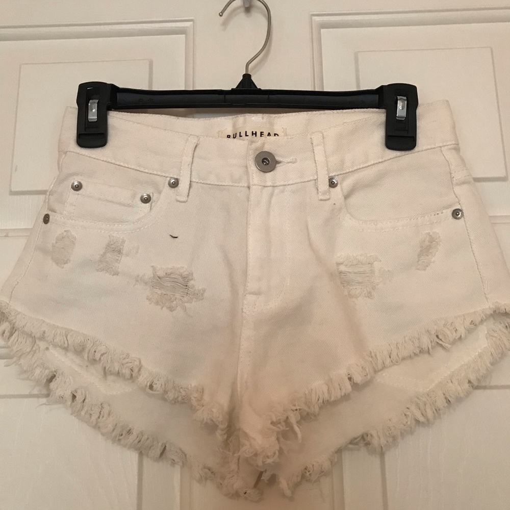 PacSun Bullhead High Rise White Denim Shorts